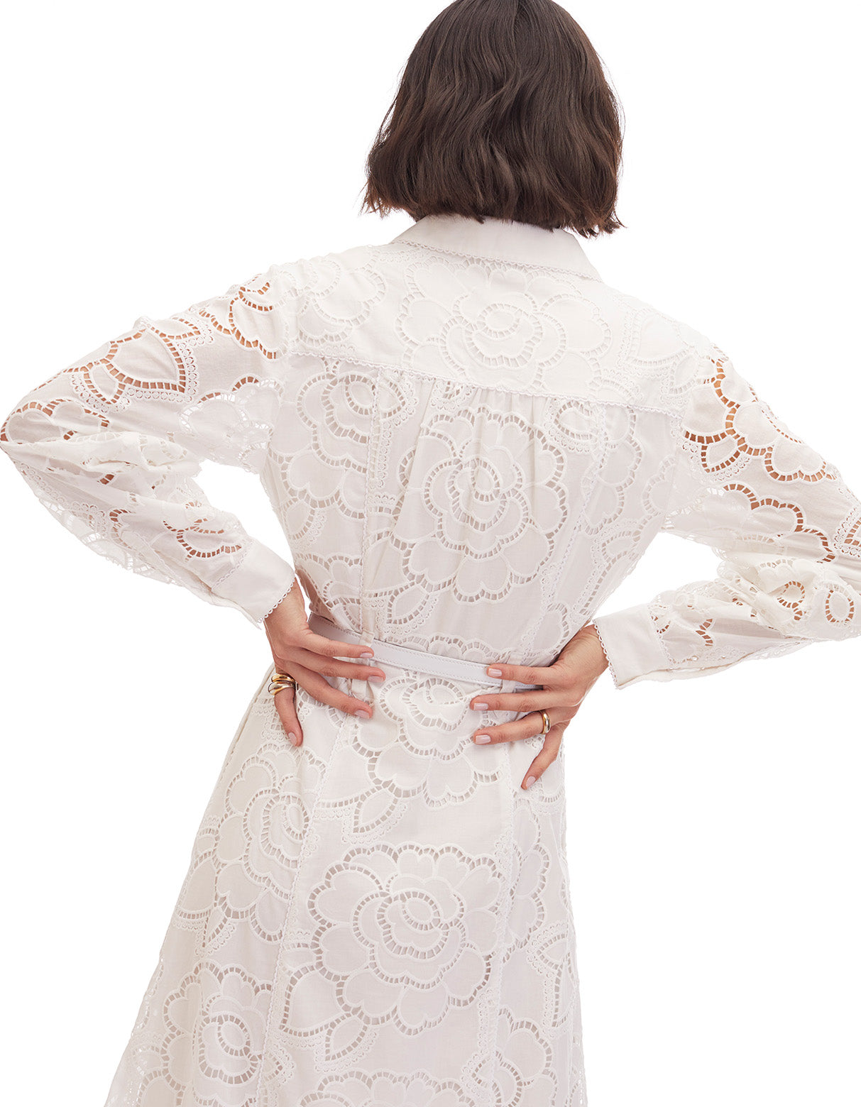 ivy optic white long sleeve eyelet lined shirt midi dress - women's figure flattering summer cruise dresses 