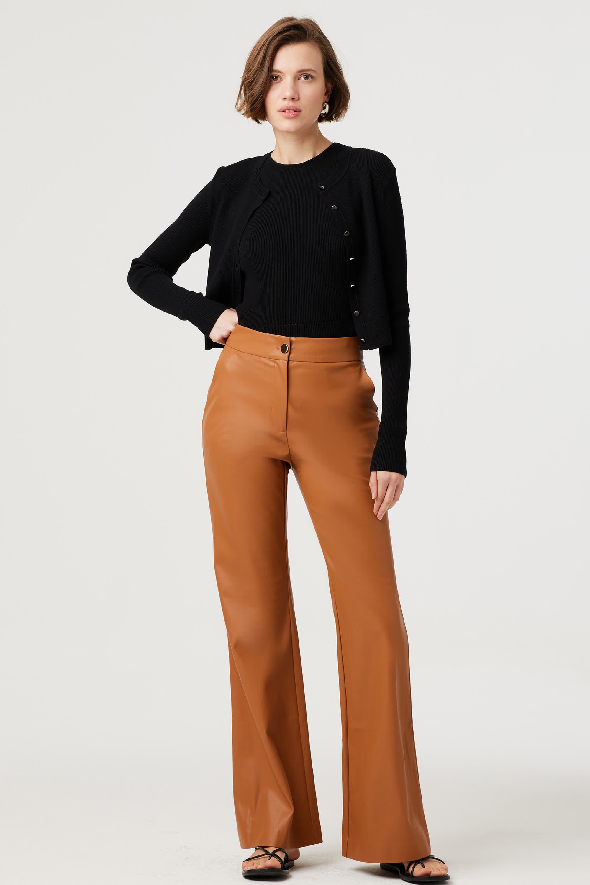 Gaia Lux Vegan Leather Flare Pants