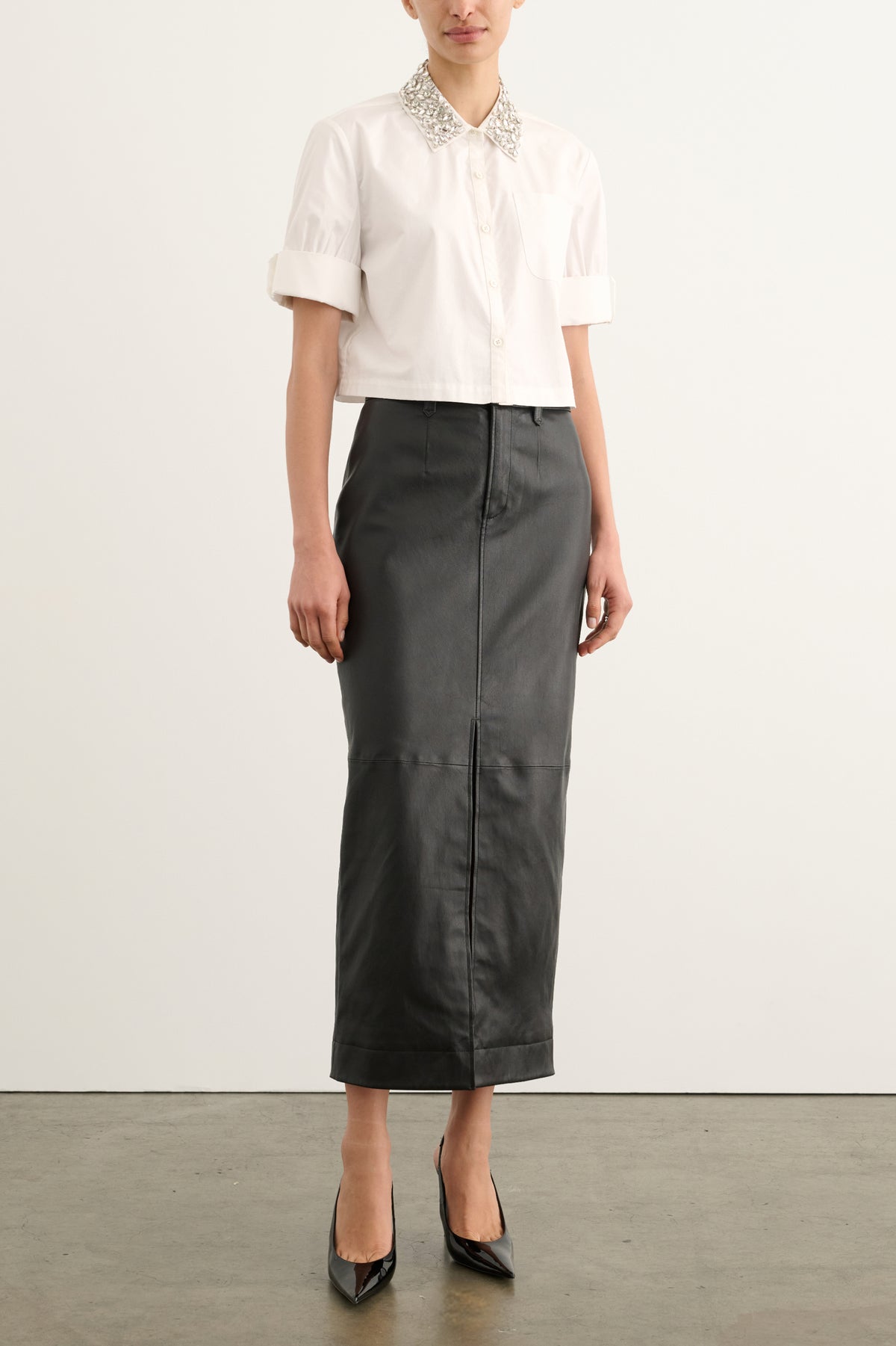 ZADIE COMBO CROPPED BUTTON-DOWN SHIRT