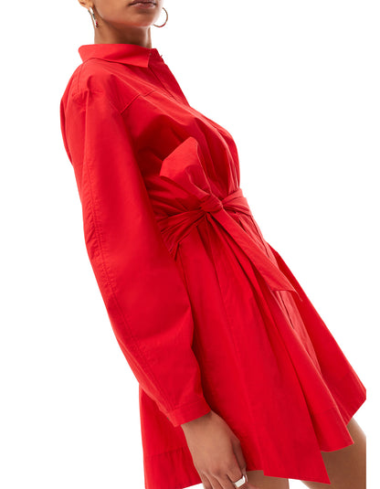 austyn long sleeve mini shirt dress cherry red - figure flattering cocktail party dresses for women