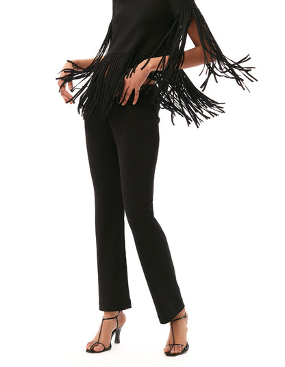 nicolette cropped flare pull on knit pant black - flattering dress pants for women